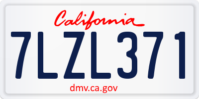 CA license plate 7LZL371