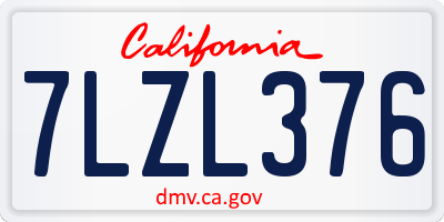 CA license plate 7LZL376