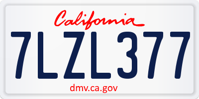 CA license plate 7LZL377