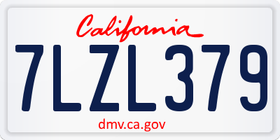 CA license plate 7LZL379