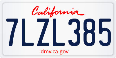 CA license plate 7LZL385