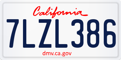 CA license plate 7LZL386