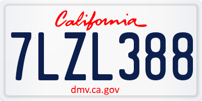 CA license plate 7LZL388
