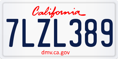 CA license plate 7LZL389