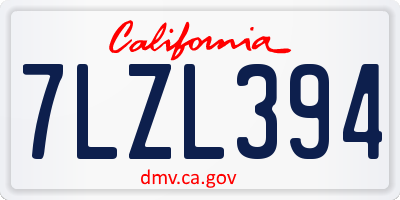 CA license plate 7LZL394