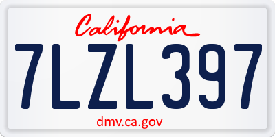 CA license plate 7LZL397