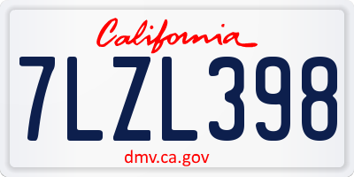 CA license plate 7LZL398