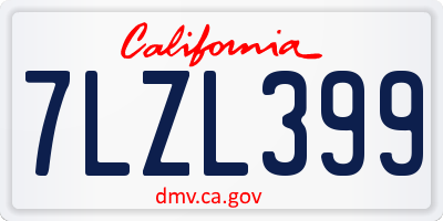 CA license plate 7LZL399