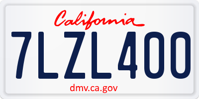 CA license plate 7LZL400