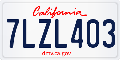 CA license plate 7LZL403