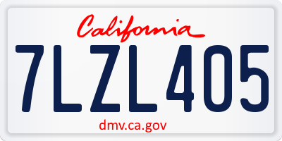 CA license plate 7LZL405