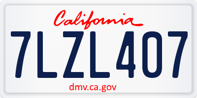 CA license plate 7LZL407
