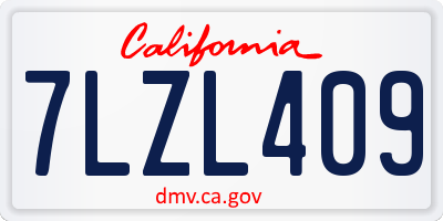 CA license plate 7LZL409