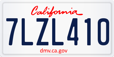 CA license plate 7LZL410