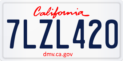 CA license plate 7LZL420
