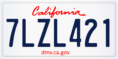 CA license plate 7LZL421