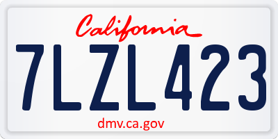 CA license plate 7LZL423