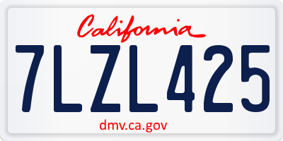 CA license plate 7LZL425