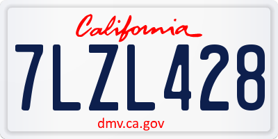 CA license plate 7LZL428
