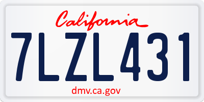 CA license plate 7LZL431