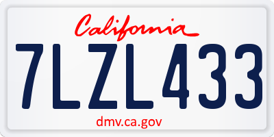 CA license plate 7LZL433