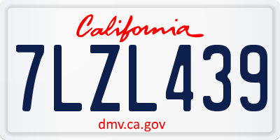 CA license plate 7LZL439