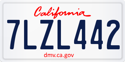 CA license plate 7LZL442