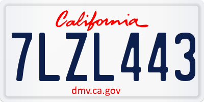 CA license plate 7LZL443