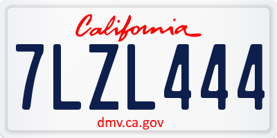 CA license plate 7LZL444
