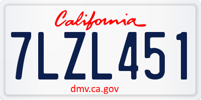CA license plate 7LZL451