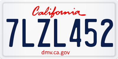 CA license plate 7LZL452