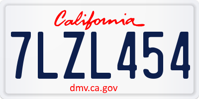 CA license plate 7LZL454