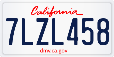 CA license plate 7LZL458