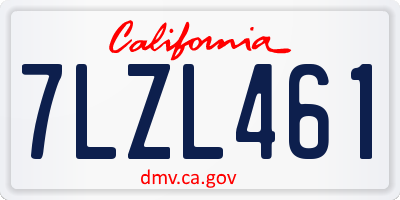 CA license plate 7LZL461