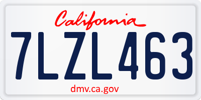CA license plate 7LZL463