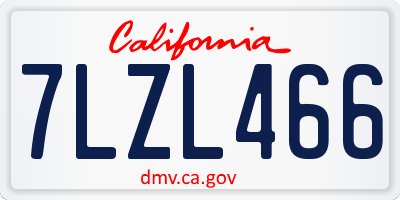 CA license plate 7LZL466