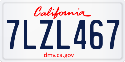CA license plate 7LZL467