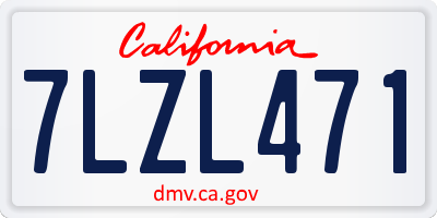 CA license plate 7LZL471