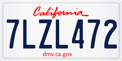 CA license plate 7LZL472