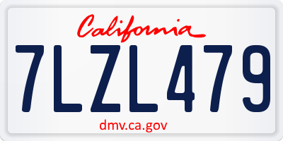 CA license plate 7LZL479