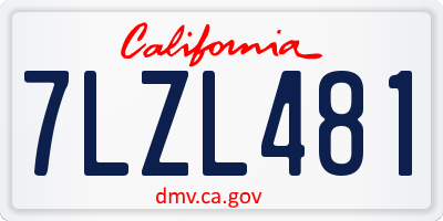 CA license plate 7LZL481