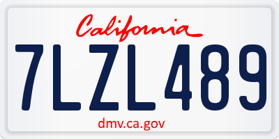 CA license plate 7LZL489