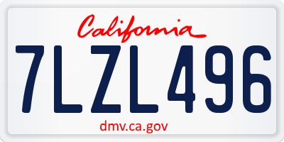 CA license plate 7LZL496