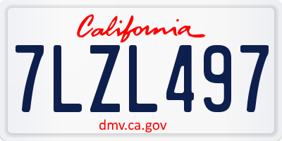 CA license plate 7LZL497