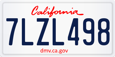 CA license plate 7LZL498