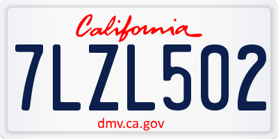 CA license plate 7LZL502