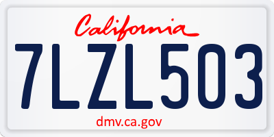 CA license plate 7LZL503