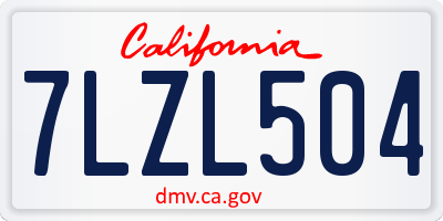 CA license plate 7LZL504