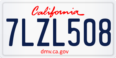 CA license plate 7LZL508