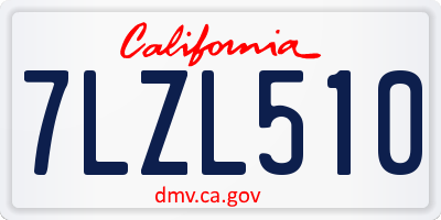 CA license plate 7LZL510